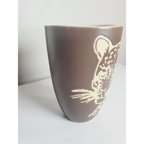 Vintage Leopard Coffee Tea Mug Spectrum Embossed Pottery Brown and Cream - Picture 5 of 7